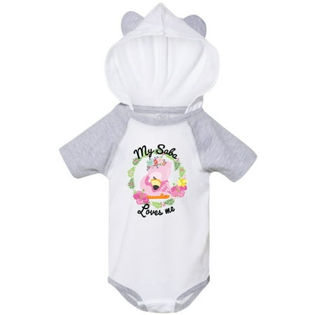 

Inktastic Baby Flamingo My Saba Loves Me with Flower Wreath Gift Baby Boy or Baby Girl Bodysuit