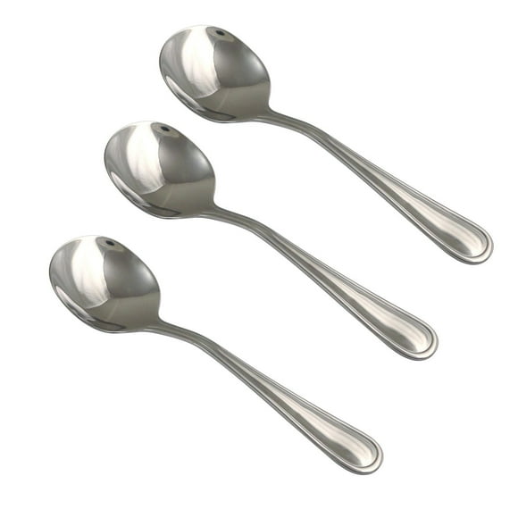 Mainstays Fleetline Adult Stainless Steel Soup Spoon,3-pieces, Silver