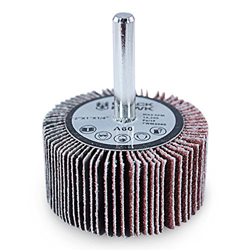 2" x 1" x 1/4" Shank Mounted Flap Wheels, 80 Grit Aluminum Oxide - 5 Pack