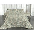 thumbnail image 2 of Ambesonne Retro Quilted Bedspread Set 3 Pcs, Colorful Autumn Flowers Plot, Twin, Dark Petrol Blue and Sepia, 2 of 4