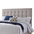 thumbnail image 3 of Leji King Size Bed, Square Button Tufted Beige Upholstered Headboard, 3 of 7
