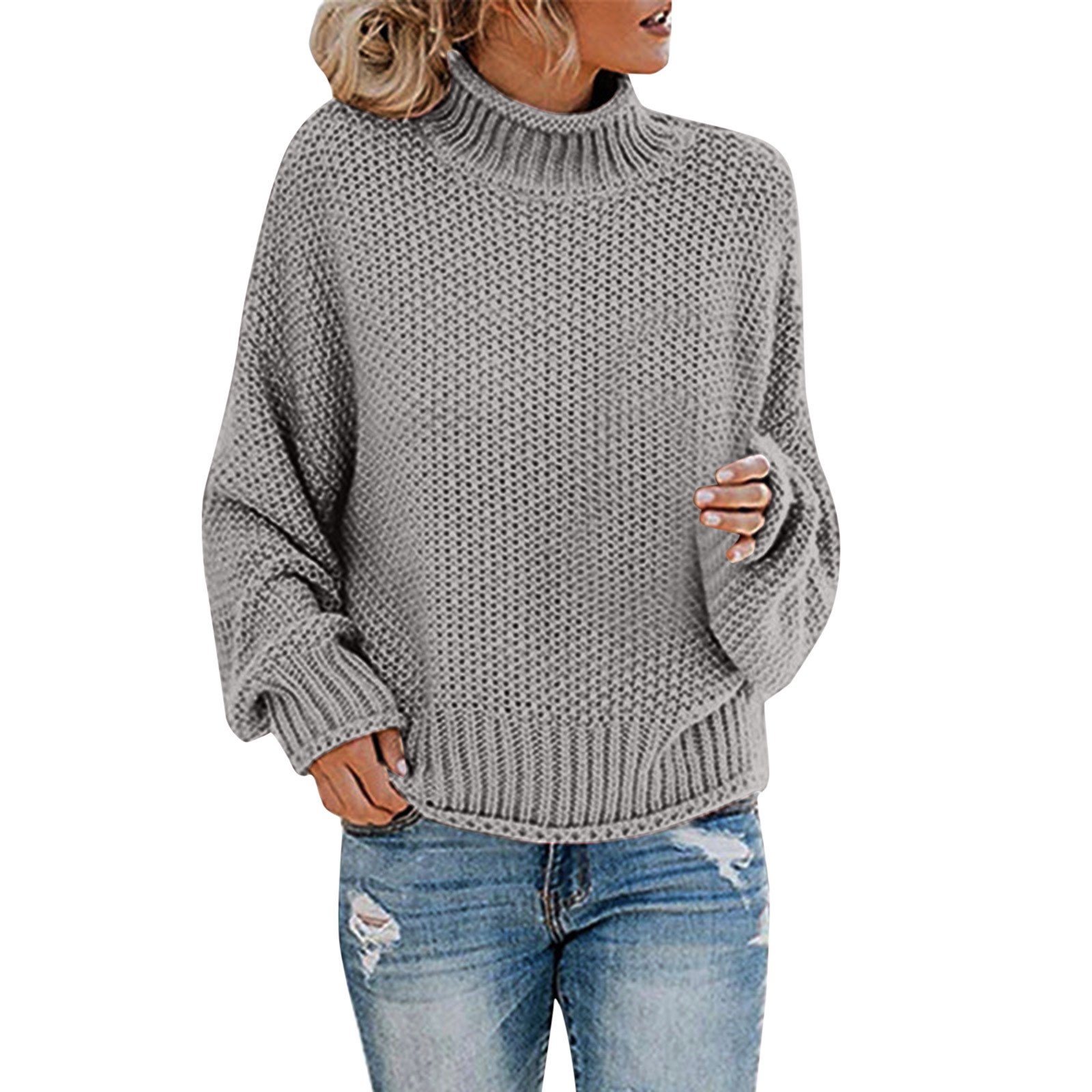 LBECLEY Toffee Sweater Womens Fashion Autumn Winter Knit Sweater Thick  Pullover Turtleneck Sweater Bulky Pullover Sweaters for Women Grey S -  Walmart.com