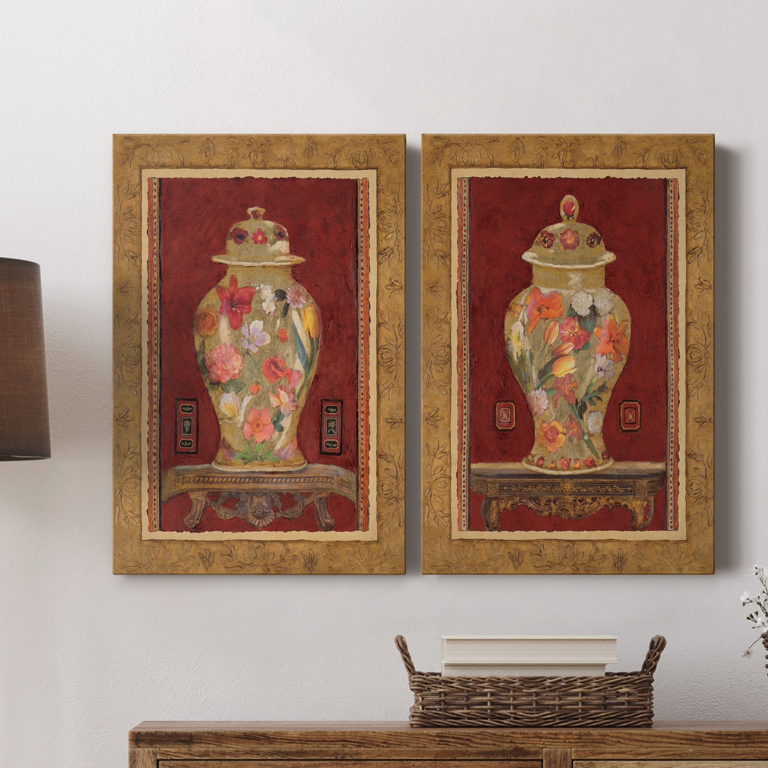 Romantic Urn I Premium Gallery Wrapped Canvas - Ready to Hang - Set of 2 - 8 x 12 Each
