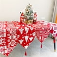 thumbnail image 3 of Nappe de Restaurant Réutilisable Couleur Vive Vive Décor Exquis Polyester Coton Noël Élan Rouge Nappe pour Festival, 3 of 7
