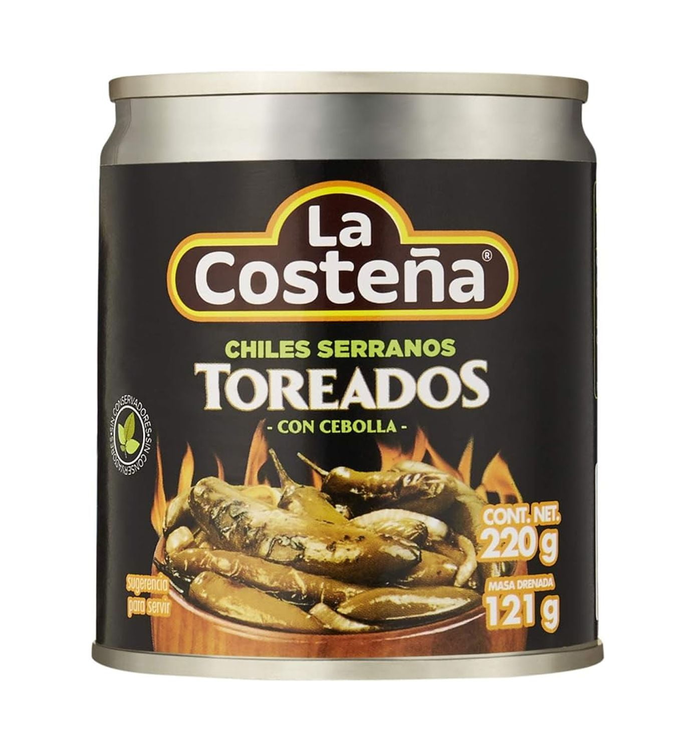Chiles Serranos Toreados con Cebolla - La Costea 7.7 oz 220 g