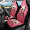 thumbnail image 3 of Uourmeti Cute Cartoon Panda Strawberry Print 2 Piece Car Seat Covers Front Seats Only Red Car Interior Accessories for Women Girl Bucket Seat Protector Universal Fit Truck Suv Van, 3 of 7