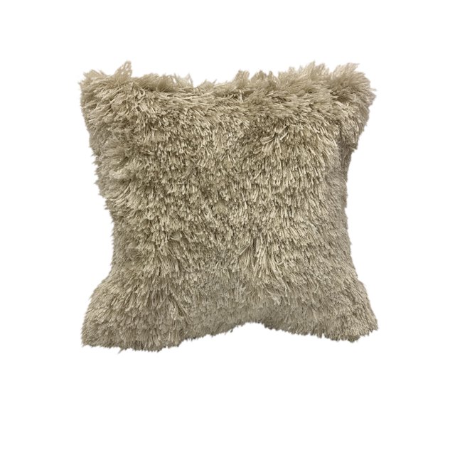 Ox Bay Fluffy Shag 18" x 18" Ivory / Off White Throw Pillow