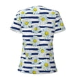 thumbnail image 5 of Wukai Daisy Striped Nautical Casual V-Neck Graphic Tees for Women: Lightweight and Breathable Summer Tops with Stylish Design-X-Large, 5 of 8