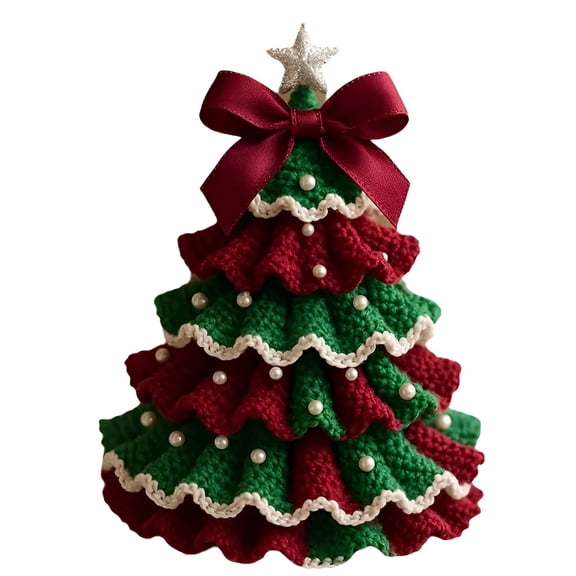 BESTSKY 2026 New 1 Set Diy Christmas Crochet Kit Crocheting Starter Kits Xmas Tree Craft Knitting Kit Crochet Christmas Trees Step-By-Step Instructions Crochet Kits for Beginners Adults Women