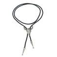 thumbnail image 1 of Corbata de bolo occidental Yinane de Cuero Trenzado Plata antigua, 1 of 5
