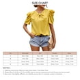 thumbnail image 6 of Bienvenido Women T Shirt V Neck Front Bow Short Puffy Sleeves Back Button Closure Summer Casual Top Yellow S, 6 of 6