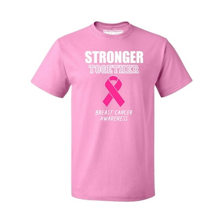 Breast Cancer Collectibles - Promotion & Beyond Stronger Together Breast Cancer Awareness Men's T-shirt, L, Azalea Pink