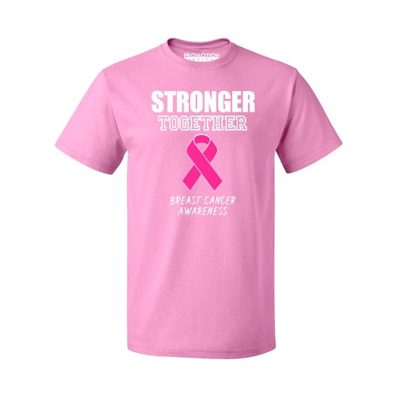 Promotion & Beyond Stronger Together Breast Cancer Awareness Men's T-shirt, L, Azalea Pink