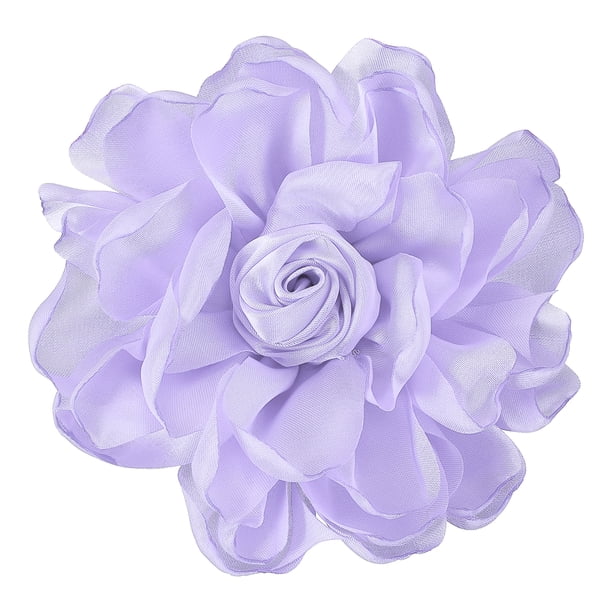 Pinzas para el cabello con flores, broche de rosa de satén, pin de flor para mujeres en bodas, púrpura claro