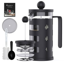 Stainless Steel Cafetiere 8 Cup, French Press Coffee Maker Easy Cleaning Cafeteria, Double Walled Heat Resistant Borosilicate Glass Coffee Caffettiera