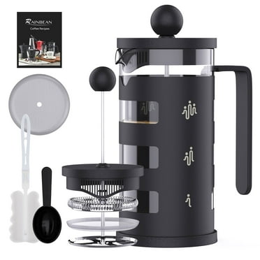 Stainless Steel Cafetiere 8 Cup, French Press Coffee Maker Easy Cleaning Cafeteria, Double Walled Heat Resistant Borosilicate Glass Coffee Caffettiera