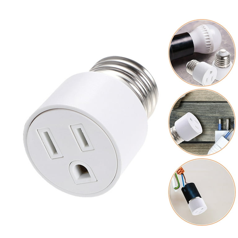 NUOLUX 3pcs Light Socket To Plug Adapter E26 Base To 3 prong Outlet Plug Converter