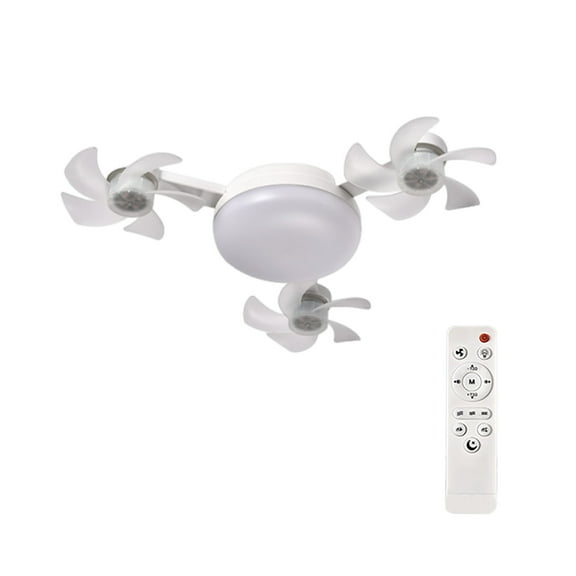 18''Ceiling Fan Portable Ceiling Fans With Lights 3 Color Dimmable 3 Fan Speeds Plug In Hanging Ceiling Fan For Bedroom Tent Indoor.White