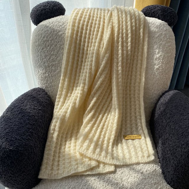 Bufanda de lana tejida gruesa de invierno para mujer, regalo navideño hecho a mano de color sólido para hombre