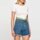 thumbnail image 2 of Top de manga corta con cuello redondo para mujer, camisa corta de punto acanalado, informal, elegante, a la moda, para citas, 2 of 8