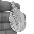 thumbnail image 3 of Real Genuine Diamond Egyptian Pharaoh King Tut Pendant 0.40 Ctw 10k White Gold Finish Charm + Moon Cut Chain, 3 of 5