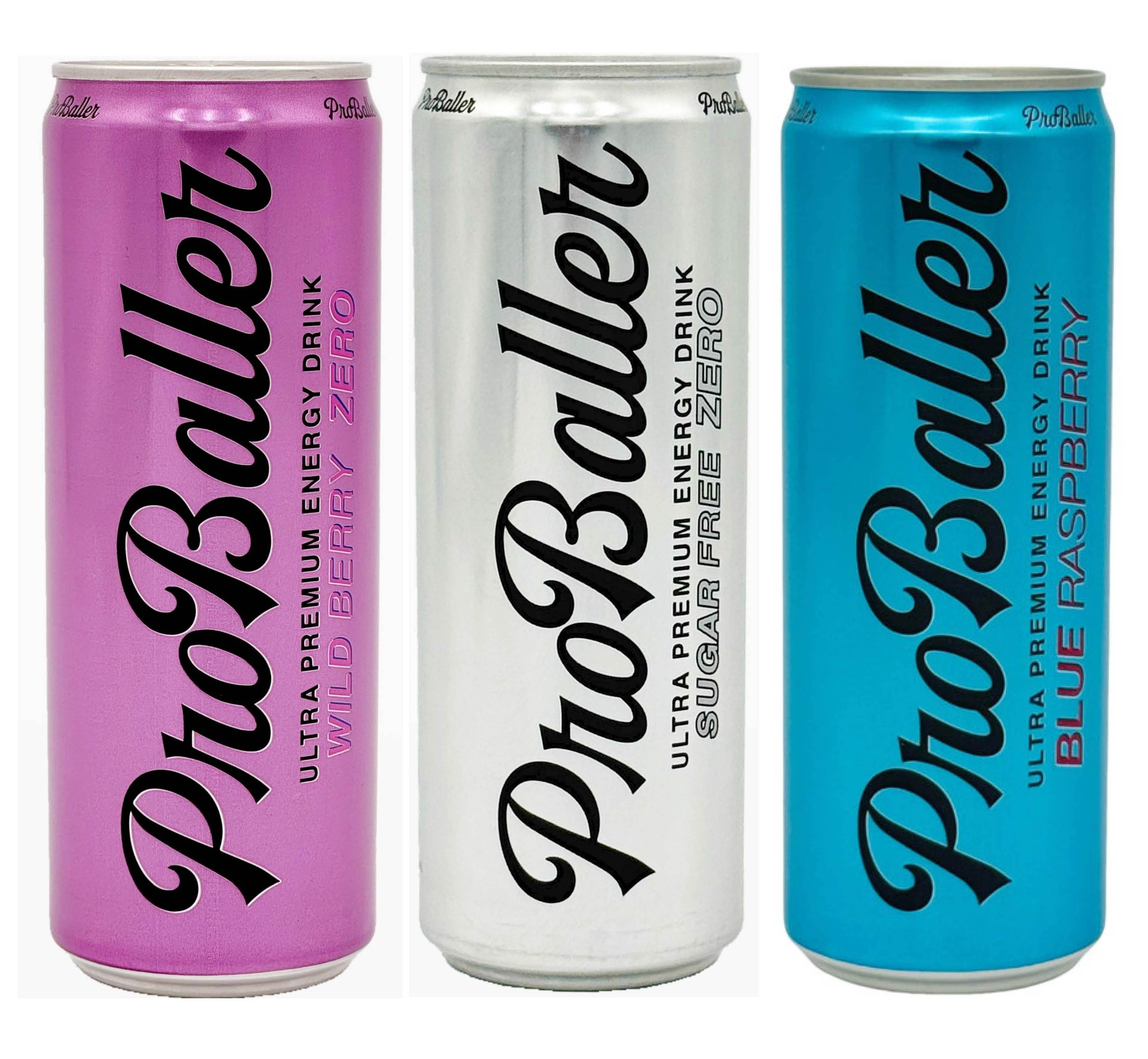 ProBaller Ultra Premium Energy Drink  - Natural Clean Ingredients - Biotin, Electrolytes, Guarana, Taurine, Essential B-Vitamins with B12 (Methylcobalamin)  more. 12 fl oz (pack of 15)