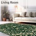 thumbnail image 2 of ODIKA 6'x9' Machine Washable Non-Slip Area Rug, Botanical Vine Trellis with Ornate Blossom Filigree Motif High Traffic Rug with Pad, Green, 521557, 2 of 8