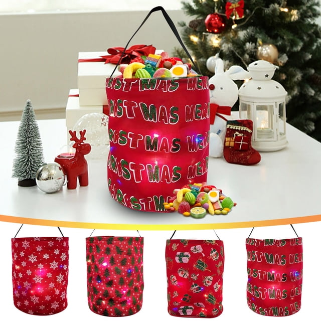 Xihbxyly Bolsa de Dulces de Halloween, Diseño de Muñeco de Nieve y Copo de Nieve, Reutilizable y Ligera, Bolsa de Almacenamiento Multifunción, Ideal para Fiestas y Decoración Navideña, Tamaño 45 X 25