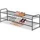 thumbnail image 1 of Zapatero largo de 2 niveles para armario, organizador de zapatos apilable de metal ancho para entrada, dormitorio, piso, estante bajo para 18 pares de zapatos, color negro, 1 of 5