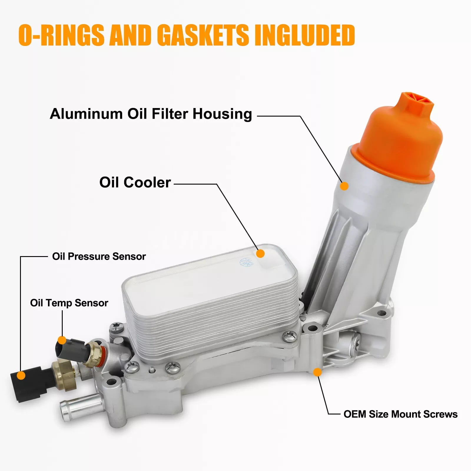 Sennachine Aluminum Engine Oil Cooler Filter Housing Fit 11-16 Chrysler Dodge Jeep Ram 3.6L