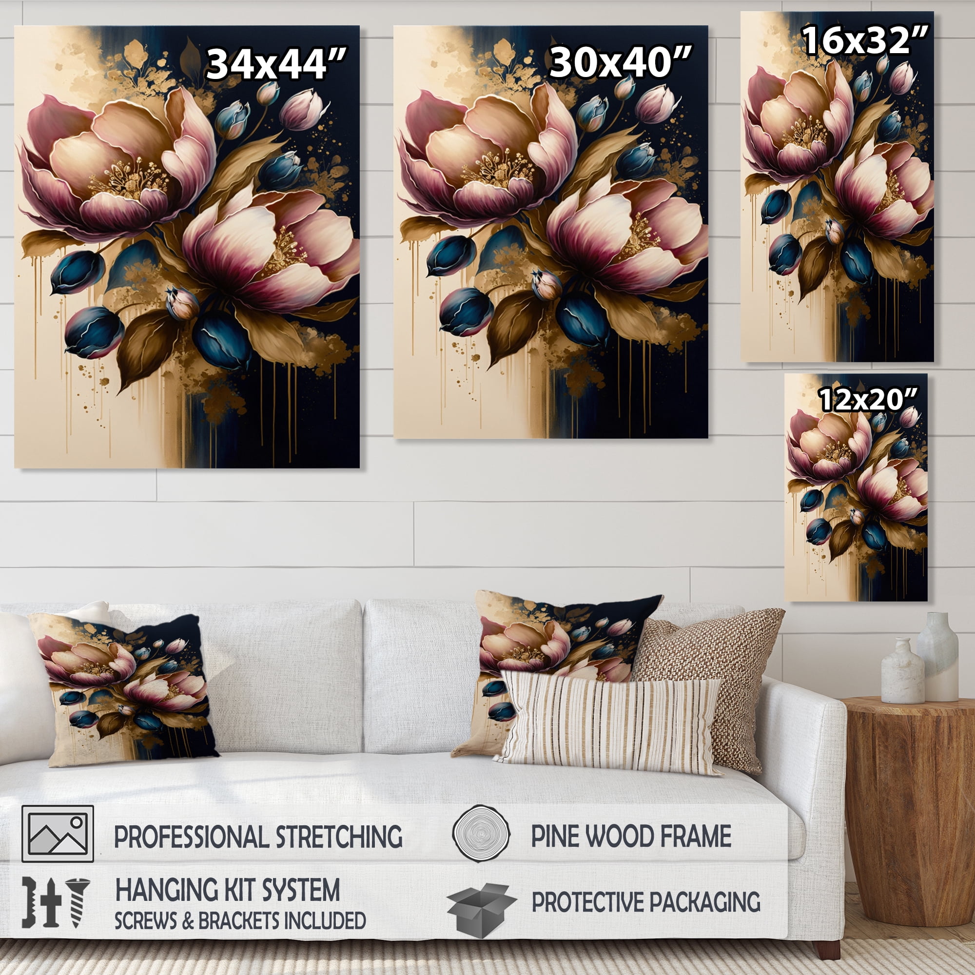 Designart Pink And Dark Purple Tulips II Canvas Wall Art