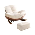 thumbnail image 4 of Mecedora individual con taburete reposapiés, sofá perezoso, sillón con otomana, cojín acolchado, mecedora reclinable para jardín y patio fondo marrón, 4 of 8