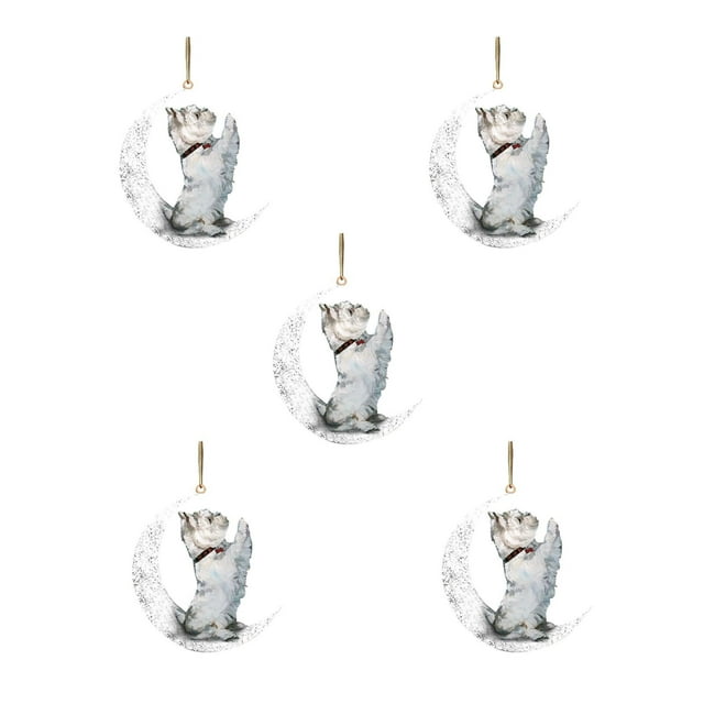 Iron Art Siéntese en la luna Lovely Dog Moon Ornament para los amantes de los perros Christmas Tree Pendent 5PC Wmkox8yii gf6377