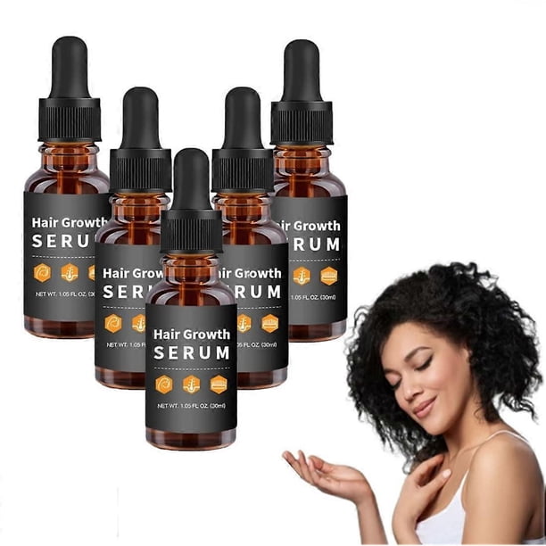 Suero para el crecimiento del cabello Allurium para mujeres negras, 5 piezas, tratamiento anticaída, cabello más grueso y fuerte.