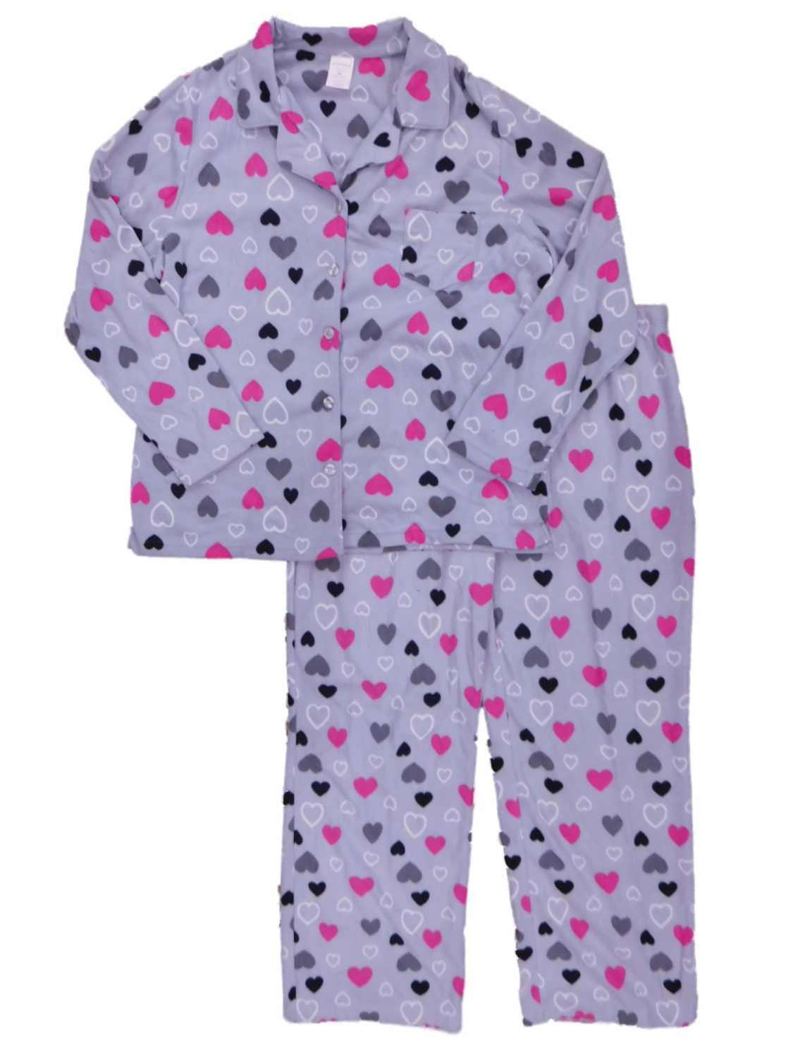 Womens Pajama Fleece PJ Top Long Sleeve Sleep Shirt Zebra Stripe GrayPink Medium 
