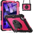 thumbnail image 2 of Case for iPad Air 5th Generation / iPad Air 4th Generation 10.9 inch with Screen Protector, 360 Degree Rotating Kickstand Hand Strap Shockproof Cover with Shoulder Strap, Rose PC, 2 of 7
