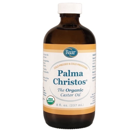 Palma Christos Organic Castor Oil Glass Amber Bottle 8 oz.