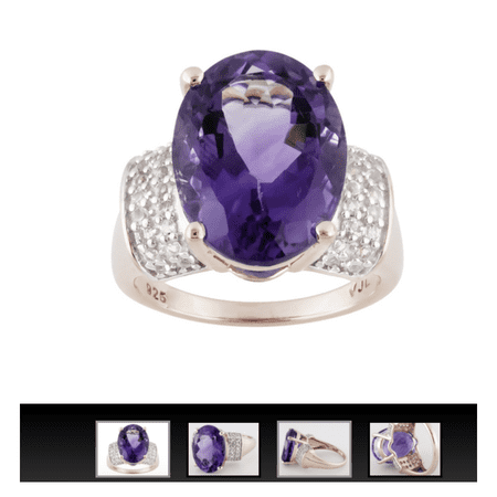 7.50ct Oval Amethyst with .35ctw White Topaz 18k Rose Gold over Silver Ring 8