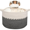thumbnail image 3 of 125L Extra Large Blanket Basket, 25" x 16", Jumbo Laundry Hamper, Cotton Rope Basket with Handles,Baby Toy Storage Bins,Black, 3 of 13