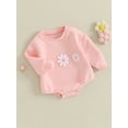 thumbnail image 3 of Caoirhny Baby Girls Romper, Long Sleeve Crew Neck Embroidery Flower Bodysuit Clothes for Casual Daily, 3 of 9