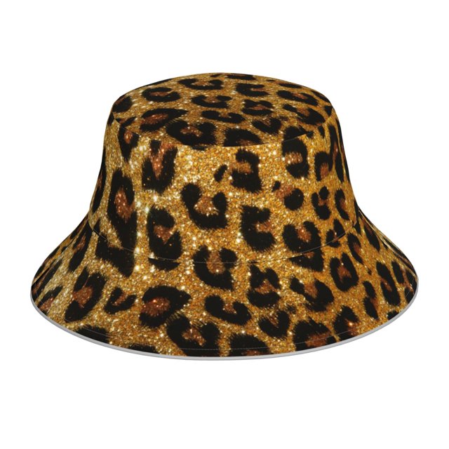 Balery Golden Leopard Glitter Sombreros para el sol para hombre y mujer, sombrero de pescador con UPF 50+