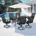 thumbnail image 6 of Grand Patio Outdoor Swivel Dining Set of 7 with 6 Padded Swivel Dinning Chairs and 1 Woodgrain Steel Table, Black&Gray, 6 of 6