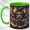 Green, variant on Cute Bat Coffee Mug, Gothic Floral Mug, Ceramic 11 oz