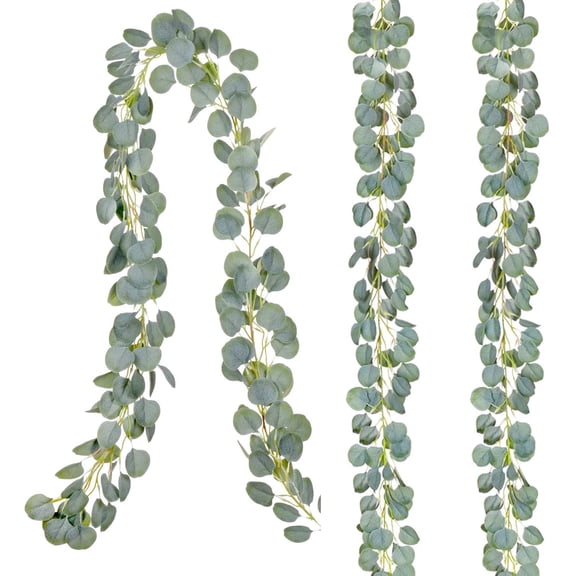 Morttic 3Pack Artificial Eucalyptus Garland, 6 ft Faux Silk Eucalyptus Leaves Vines Handmade Garland Greenery Wedding Backdrop Arch Wall Decor