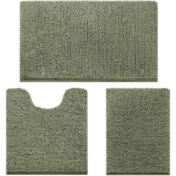Alfombras de baño HOMEIDEAS, 3 piezas, ultrasuaves y antideslizantes (verde salvia)