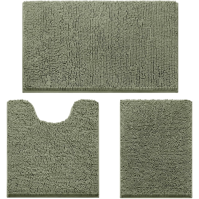 Alfombras de baño HOMEIDEAS, 3 piezas, ultrasuaves y antideslizantes (verde salvia)