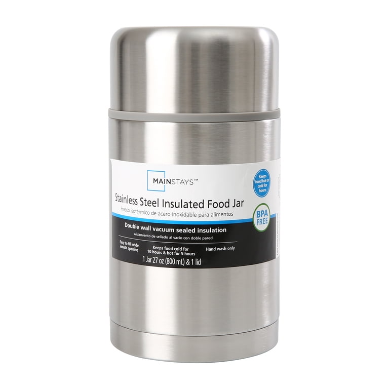 Mainstays Stainless Steel Food Jar 27 oz, Insulated, Leakproof