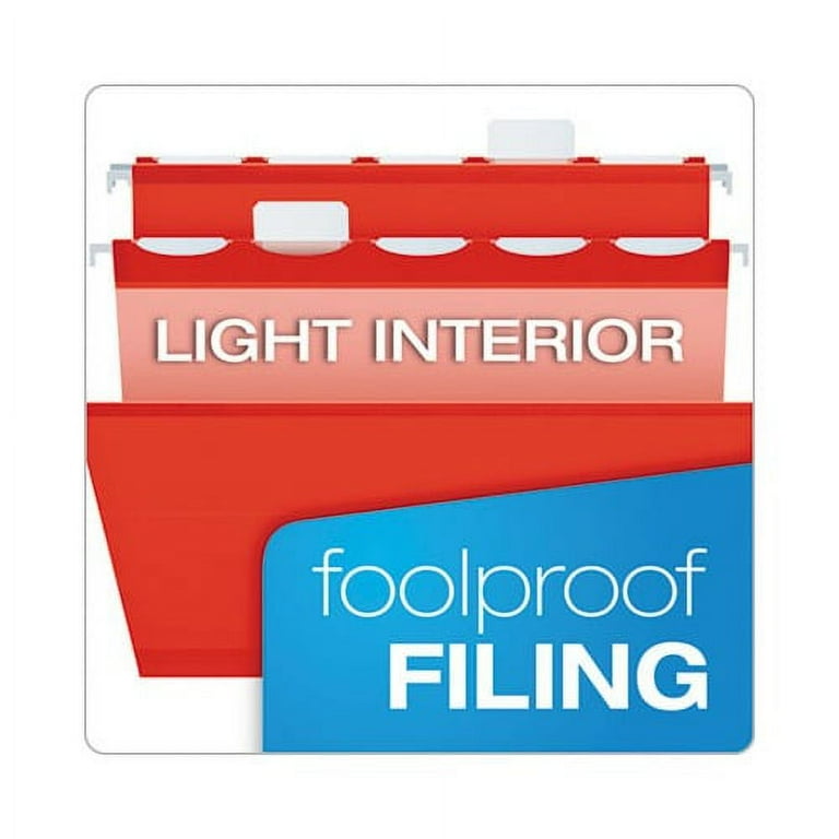 Colored Reinforced Hanging Folders, Letter Size, 1/5-Cut Tabs, Red, 25/Box Colored Reinforced Hanging Folders, Letter Size, 1/5-Cut Tabs, Red, 25/Box