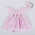thumbnail image 5 of Baby Girl Bubble Romper Summer Easter Baby Girl Romper Dress My First Easter Fly Sleeve Smocked Dress Baby Rompers Pink 0 Months-3 Months, 5 of 7