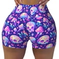 thumbnail image 2 of Logiee colorful mushroom Skull rainbow Print Women's Biker Shorts,Workout Gym Shorts,Scrunch Shorts,Tummy Control Hidden Scrunch Running Yoga Shorts-Large, 2 of 8